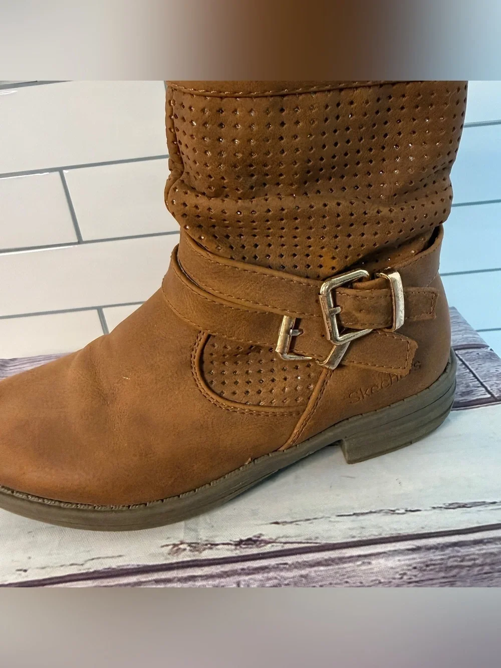 Skechers Girls 🤎 Mad Dash Buckle Booties size 12